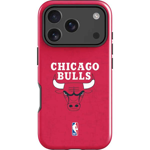 NBA Chicago Bulls Red Distressed iPhone 17 Pro Max Impact Case