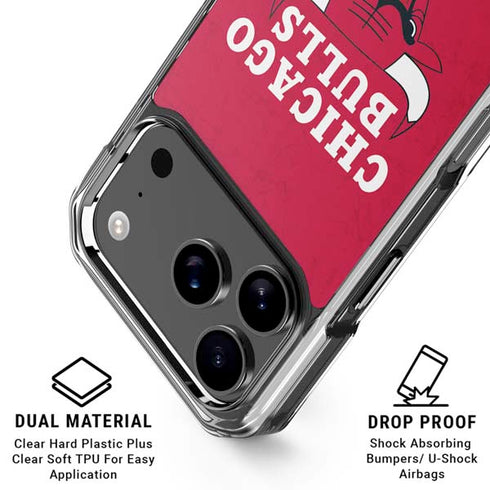 NBA Chicago Bulls Red Distressed iPhone 18 Pro Clear Case