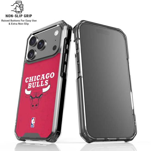 NBA Chicago Bulls Red Distressed iPhone 18 Pro Clear Case