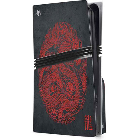 Red Dragon PS5 Pro Disk Console Skin