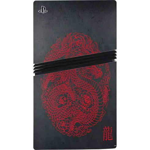 Red Dragon PS5 Pro Disk Console Skin