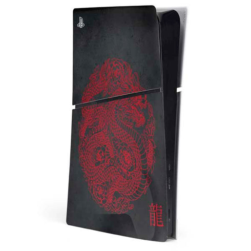 Red Dragon PS5 Slim Digital Edition Console Skin