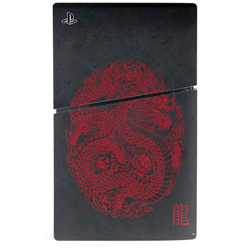 Red Dragon PS5 Slim Digital Edition Console Skin
