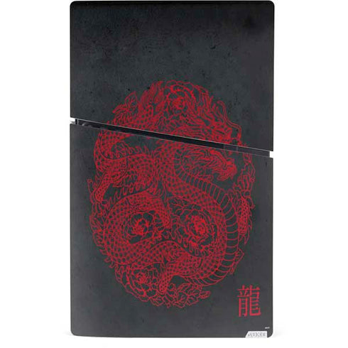 Red Dragon PS5 Slim Digital Edition Console Skin