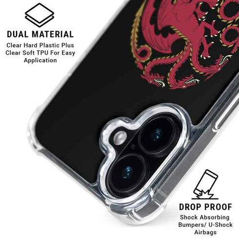HBO House of the Dragon Red Tararyen Sigil iPhone 16 Plus Clear Case