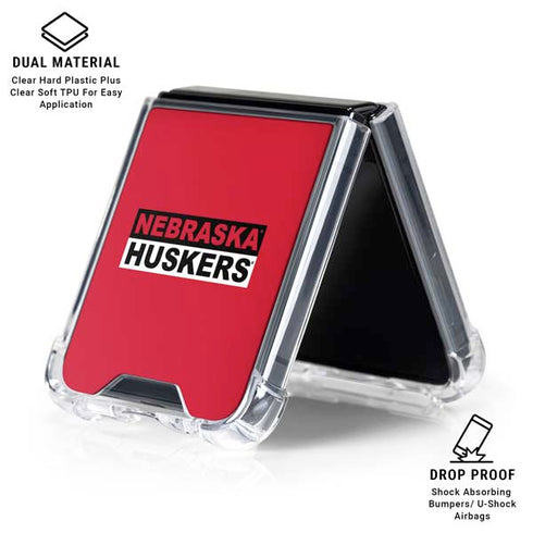 University of Nebraska Red Huskers Galaxy Z Flip7 Clear Case