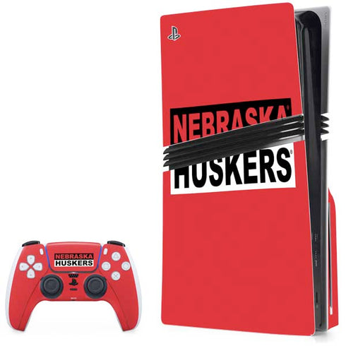 University of Nebraska Red Huskers PS5 Pro Disk Bundle Skin