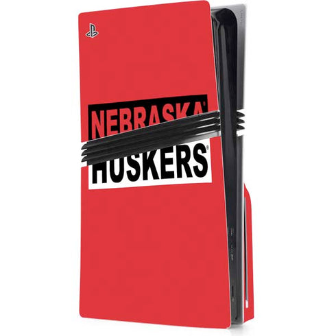 University of Nebraska Red Huskers PS5 Pro Disk Console Skin