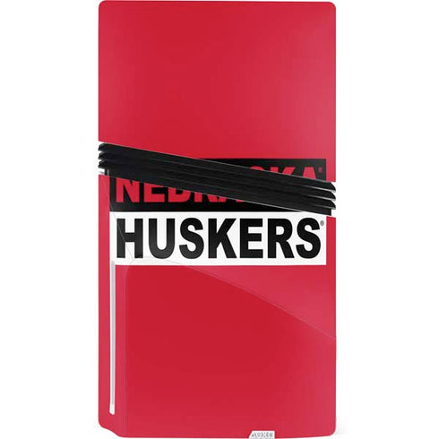University of Nebraska Red Huskers PS5 Pro Disk Console Skin
