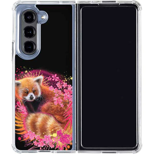 Red Panda with Flowers by Sheena Pike Galaxy Z Fold5 5G Clear Case