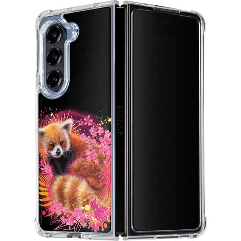 Red Panda with Flowers by Sheena Pike Galaxy Z Fold5 5G Clear Case