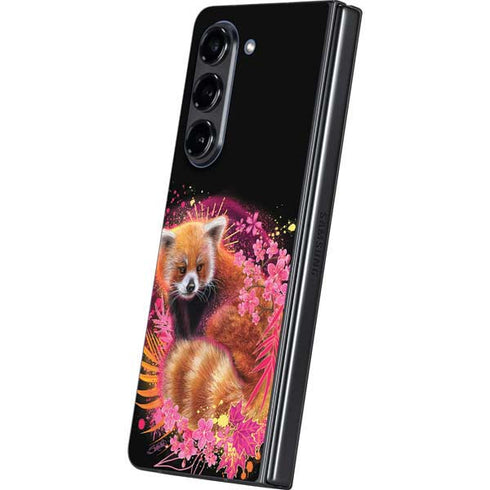 Red Panda with Flowers by Sheena Pike Galaxy Z Fold5 5G Skin