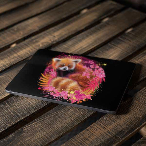 Red Panda with Flowers by Sheena Pike Apple MacBook Air Skin