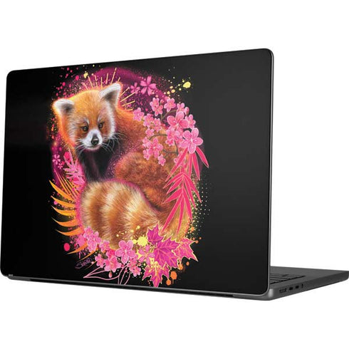 Red Panda with Flowers by Sheena Pike Apple MacBook Pro 14-inch Skin