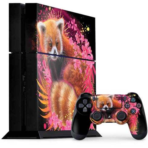 Red Panda with Flowers by Sheena Pike PlayStation PS4 Skins