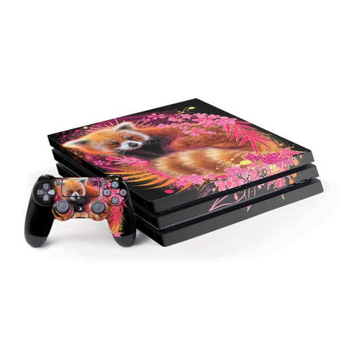 Red Panda with Flowers by Sheena Pike PlayStation PS4 Skins