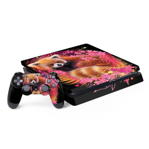 Red Panda with Flowers by Sheena Pike PlayStation PS4 Skins