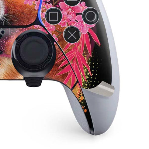 Red Panda with Flowers by Sheena Pike PS5 DualSense Edge Pro Controller Skin