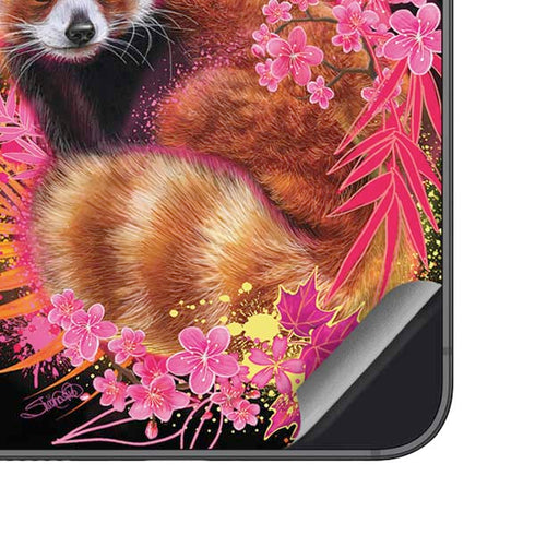 Red Panda with Flowers by Sheena Pike Galaxy S25 Skin