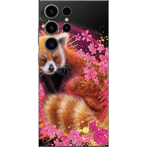 Red Panda with Flowers by Sheena Pike Galaxy S24 Ultra Skin