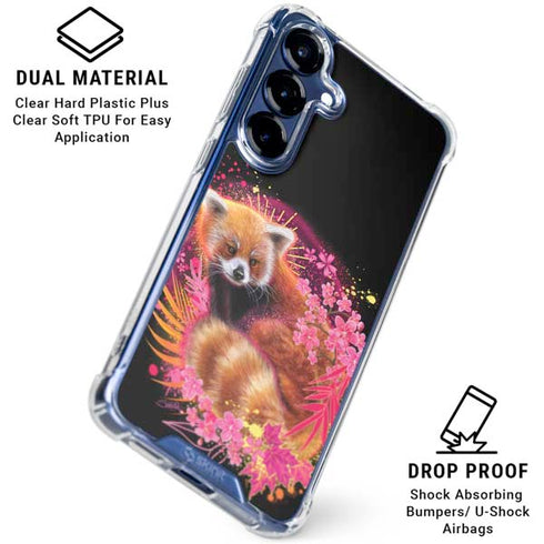 Red Panda with Flowers by Sheena Pike Galaxy S25 Clear Case