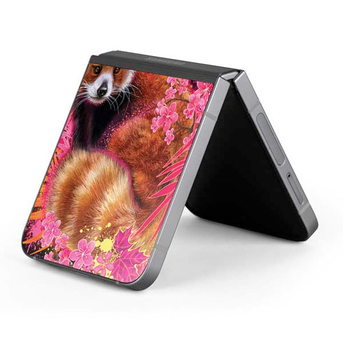 Red Panda with Flowers by Sheena Pike Galaxy Z Flip6 Skin