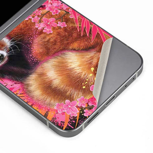 Red Panda with Flowers by Sheena Pike Galaxy Z Flip6 Skin