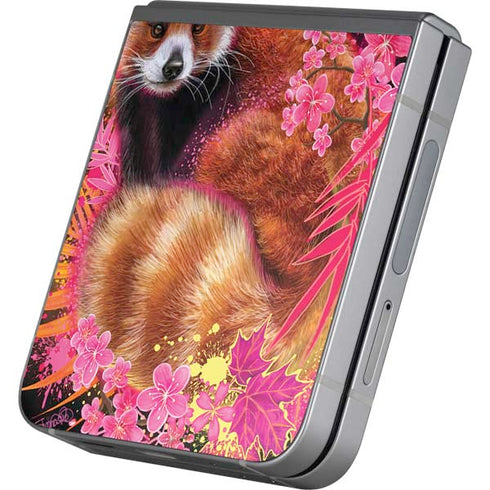 Red Panda with Flowers by Sheena Pike Galaxy Z Flip6 Skin