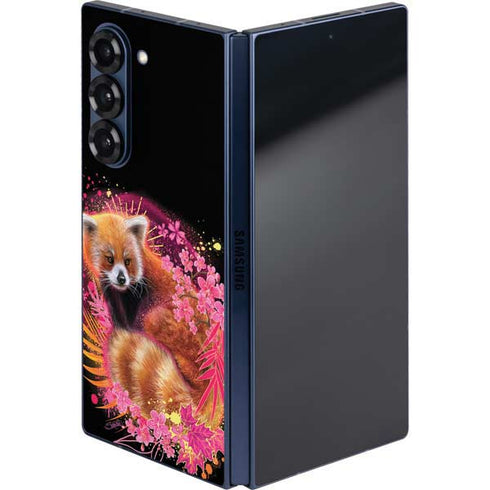 Red Panda with Flowers by Sheena Pike Galaxy Z Fold6 Skin