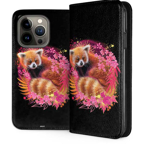Red Panda with Flowers by Sheena Pike iPhone 13 Pro Folio Case