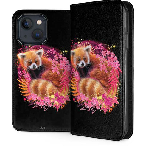Red Panda with Flowers by Sheena Pike iPhone 14 Folio Case