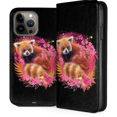 Red Panda with Flowers by Sheena Pike iPhone 14 Pro Max Folio Case