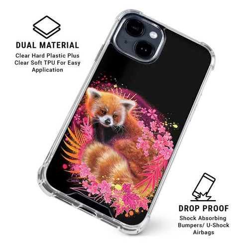 Red Panda with Flowers by Sheena Pike iPhone 15 Clear Case