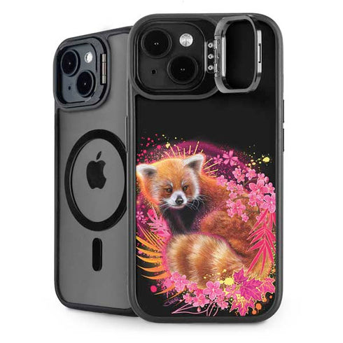 Red Panda with Flowers by Sheena Pike iPhone 15 Kickstand Case