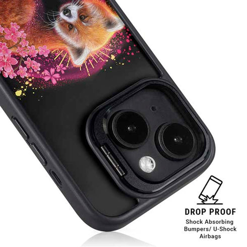 Red Panda with Flowers by Sheena Pike iPhone 15 Plus Kickstand Case