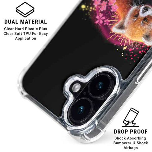 Red Panda with Flowers by Sheena Pike iPhone 16 Plus Clear Case