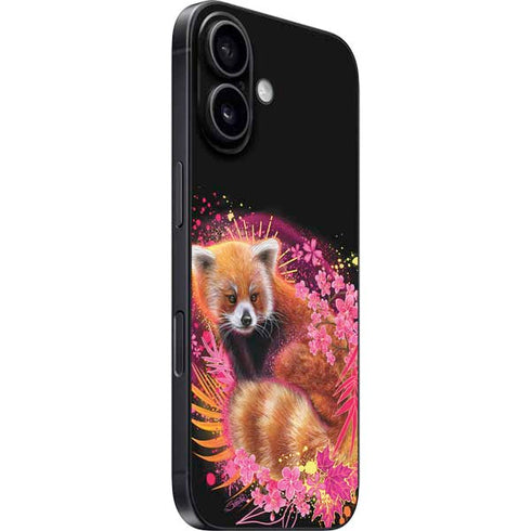 Red Panda with Flowers by Sheena Pike iPhone 16 Plus Skin