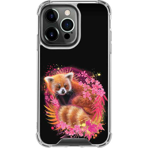 Red Panda with Flowers by Sheena Pike iPhone 16 Pro Clear Case