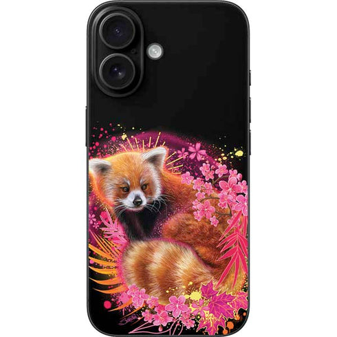 Red Panda with Flowers by Sheena Pike iPhone 16 Skin