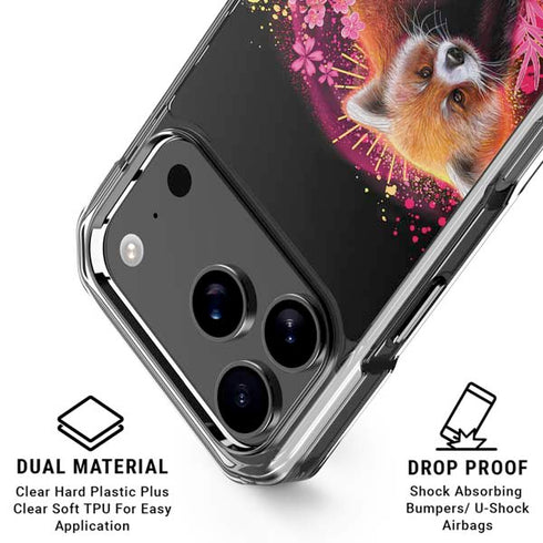 Red Panda with Flowers by Sheena Pike iPhone 18 Pro Clear Case