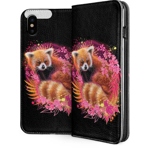 Red Panda with Flowers by Sheena Pike iPhone 8 Folio Case