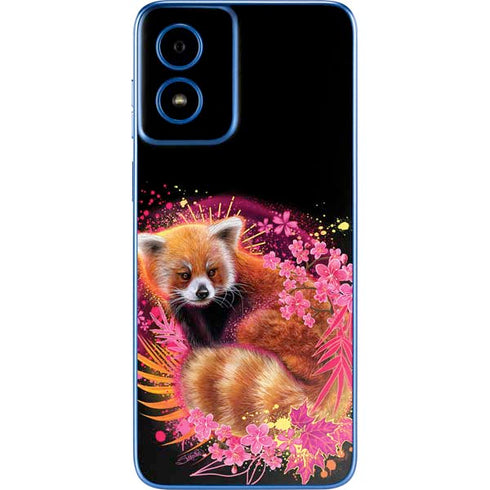 Red Panda with Flowers by Sheena Pike Moto G Play 4G (2024) Skin