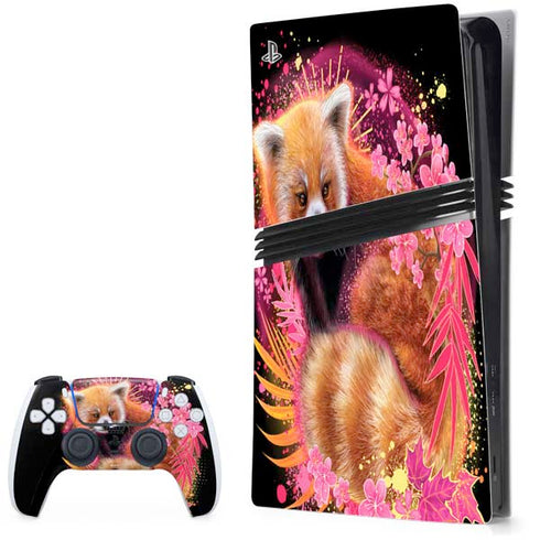 Red Panda with Flowers by Sheena Pike PlayStation PS5 Skins