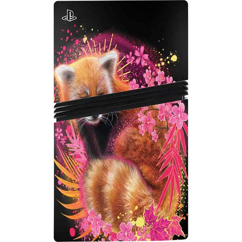 Red Panda with Flowers by Sheena Pike PS5 Pro Disk Bundle Skin