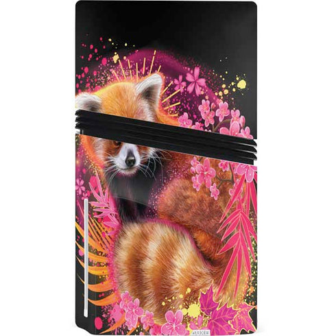 Red Panda with Flowers by Sheena Pike PS5 Pro Disk Console Skin