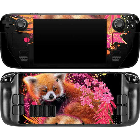 Red Panda with Flowers by Sheena Pike Steam Deck Handheld Gaming Computer OLED Skin