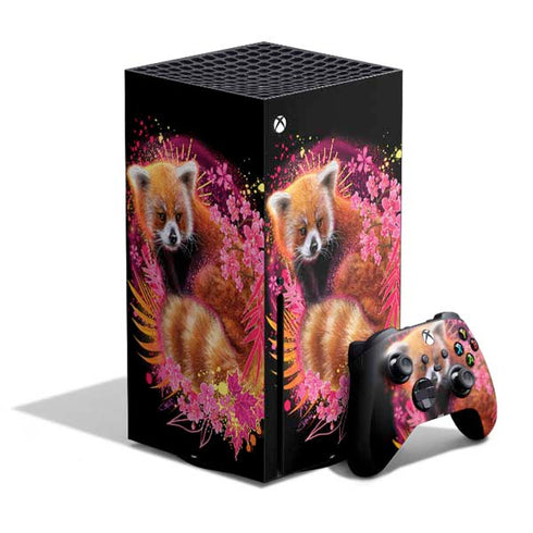 Red Panda with Flowers by Sheena Pike Xbox Series X Bundle Skin