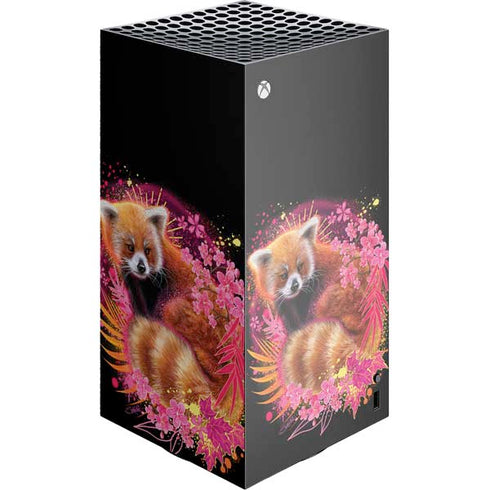 Red Panda with Flowers by Sheena Pike XBox Series X Digital Edition Console Skin
