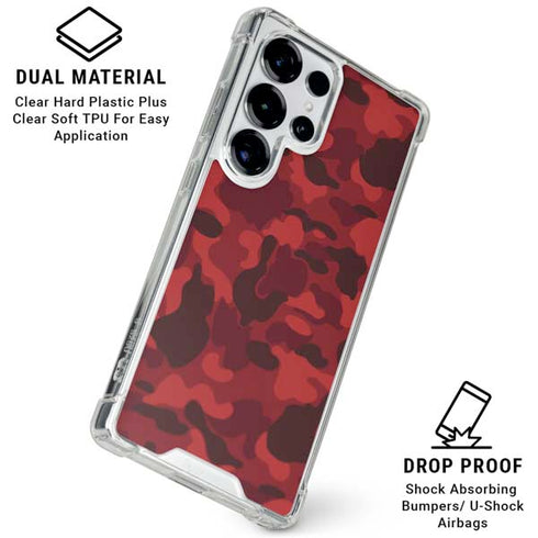 Red Street Camo Galaxy S25 Ultra Clear Case