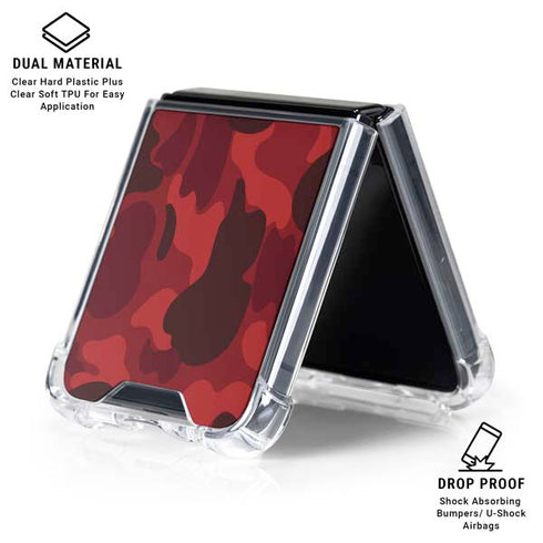 Red Street Camo Galaxy Z Flip7 Clear Case